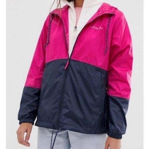 Columbia Flash Forward Windbreaker Jacket Pink Blue Large - Picture 1 of 12